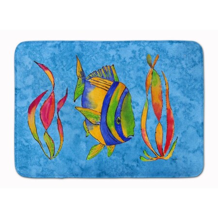 Carolines Treasures Troical Fish and Seaweed on Blue Machine Washable Memory Foam Mat 8713RUG